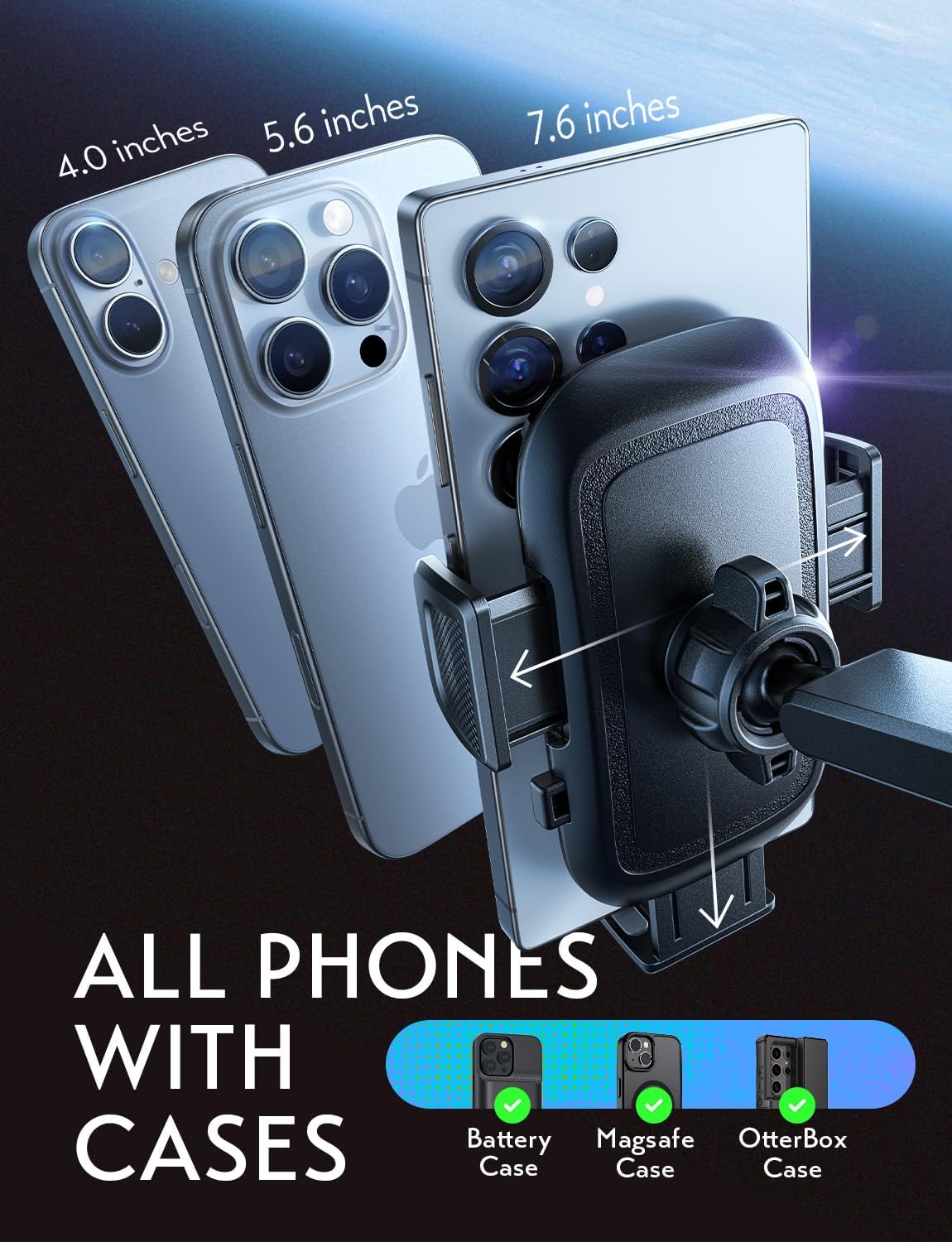 LISEN Electric Retractable Car Phone Mount,