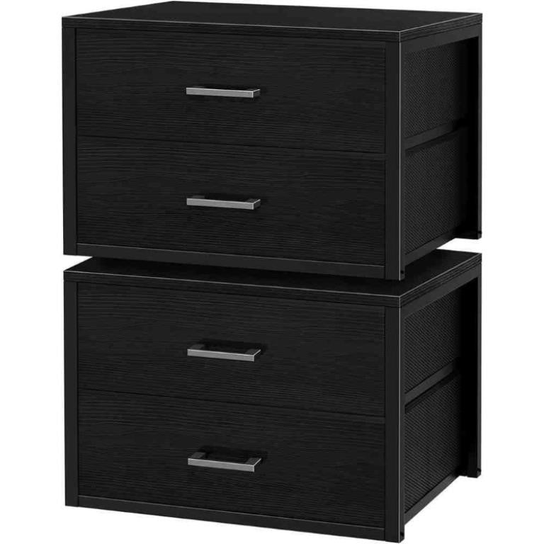 KitMent Storage Drawers Closet Organizers, Black 2 Drawer Dresser