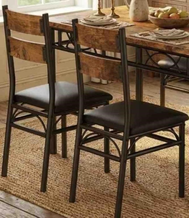 Garvee Set Of 2 Upholstered Chairs, Wood Grain