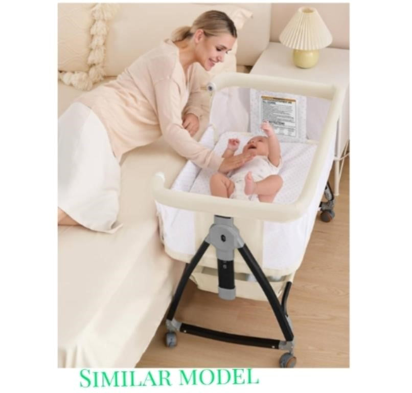3 in 1 Baby Bassinet Crib with Breathable Mesh, BB-858 Beige 37.4in