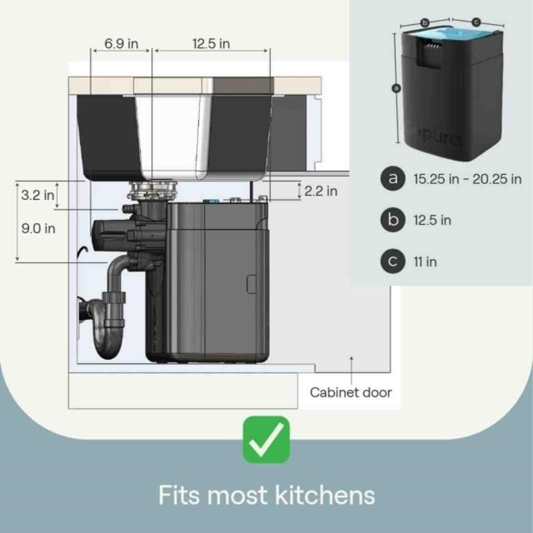 Sepura Eco Friendly Kitchen Waste Disposal System, Black, #SUP-002-01