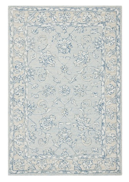 Traditional Rug for Living Room, Blue and Beige, 96 x 305 cm