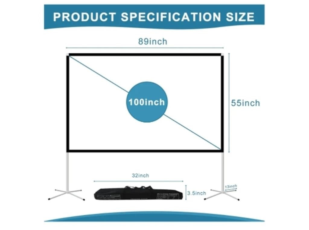 AODIOU Projector Screen and Stand 100 Inch
