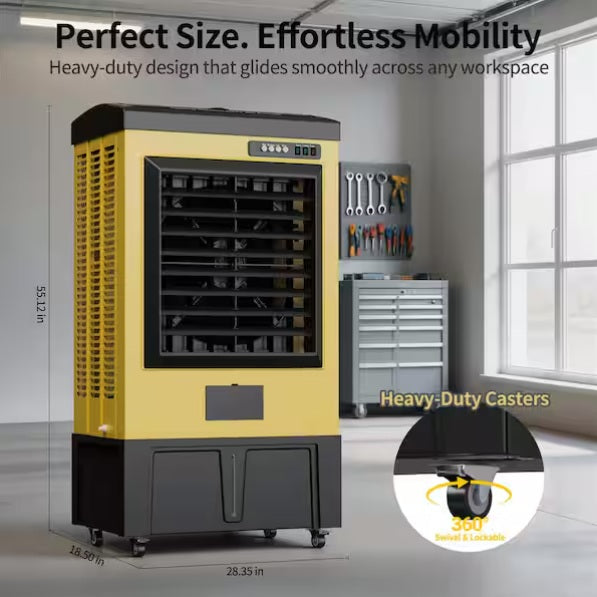Swamp Cooler, 6500 CFM Evaporative Air Cooler, Uthfy 48" Yellow, JH-60AI-H
