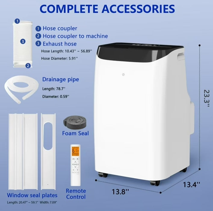 Portable Air Conditioner for Room up to 500 Sq. Ft., 3-in-1, 12,000 BTU