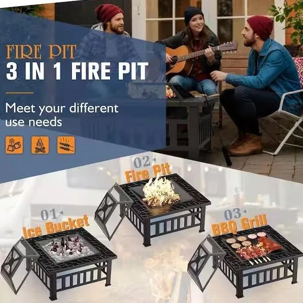 Tozey 32in Outdoor Fire Pit EM44843 BLACK