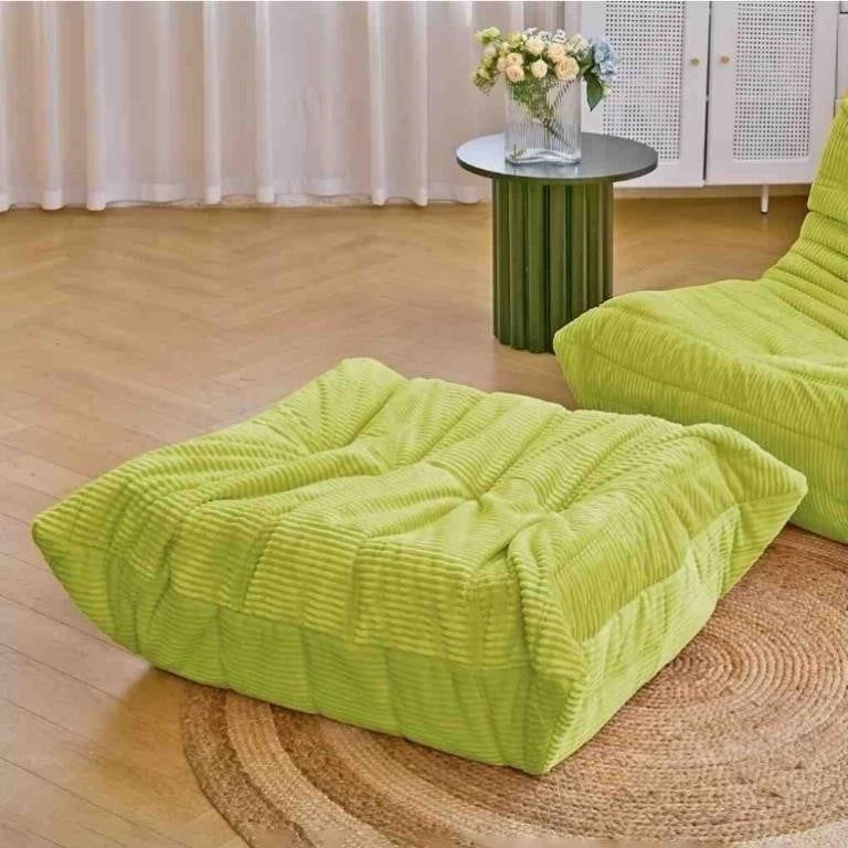 N&V Soft Premium Corduroy Ottoman 26.8"×29.5", Lime
