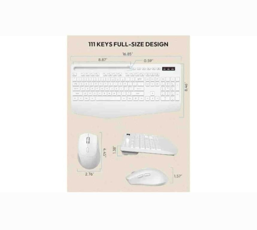 SABLUTE Wireless Keyboard and Mouse, KC213D, White