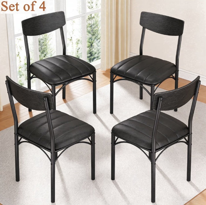 Hijob 18" Dining Chairs Set of 4, BLACK