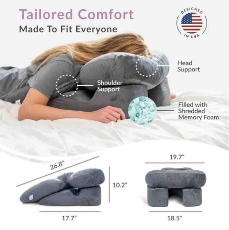 Zomaple Face Down Pillow After Eye Surgery, Memory Foam grey