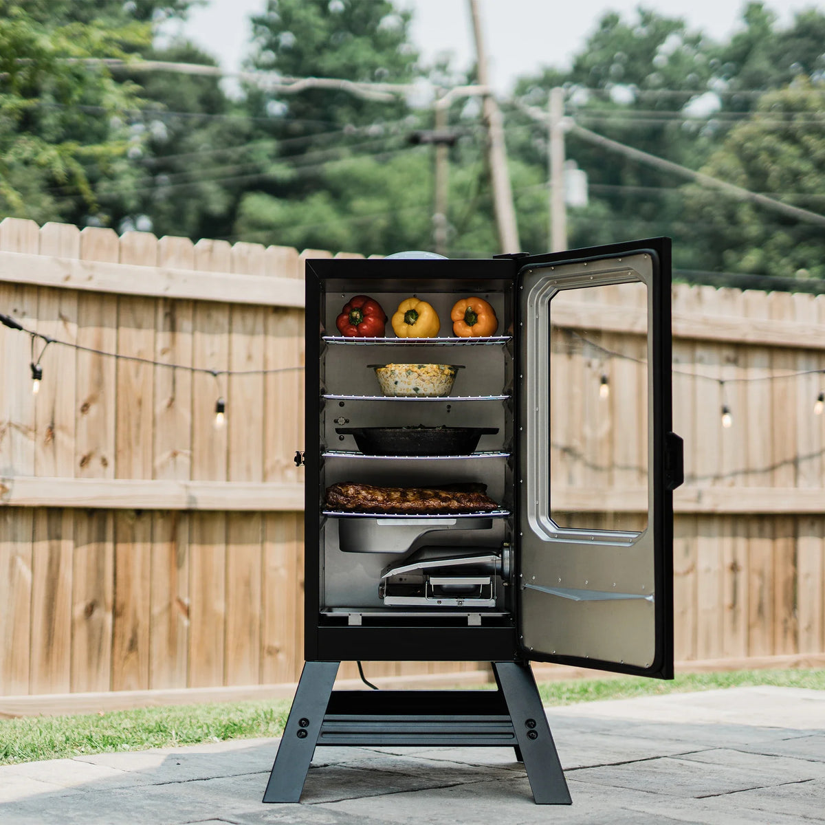 30-inch Digital Electric Vertical BBQ Smoker with Leg Kit. Black, Model MB20070421