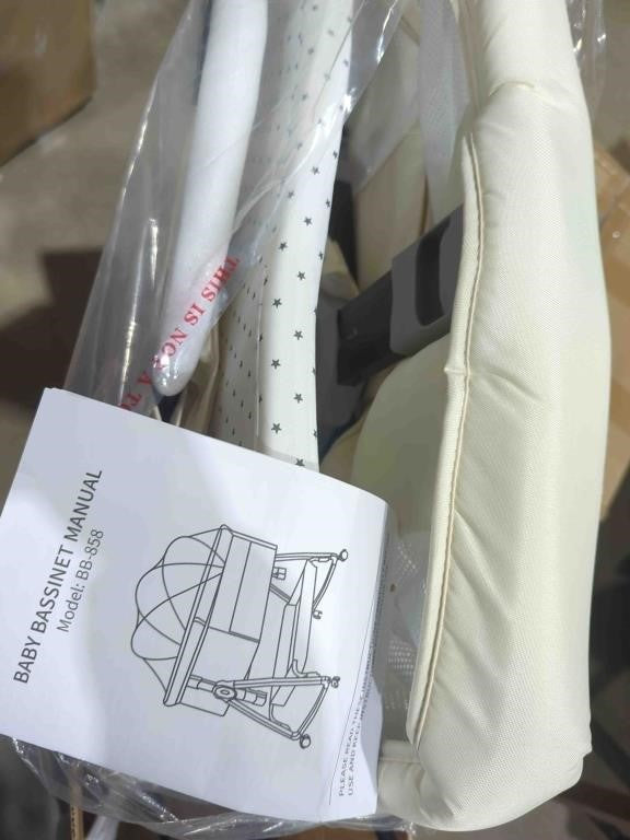 3 in 1 Baby Bassinet Crib with Breathable Mesh, BB-858 Beige 37.4in