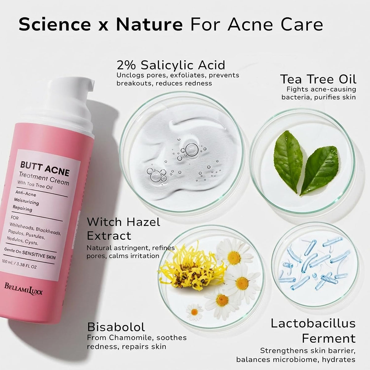 BellamiLuxx Butt Acne Clearing Treatment Cream: Body Acne Treatment Lotion