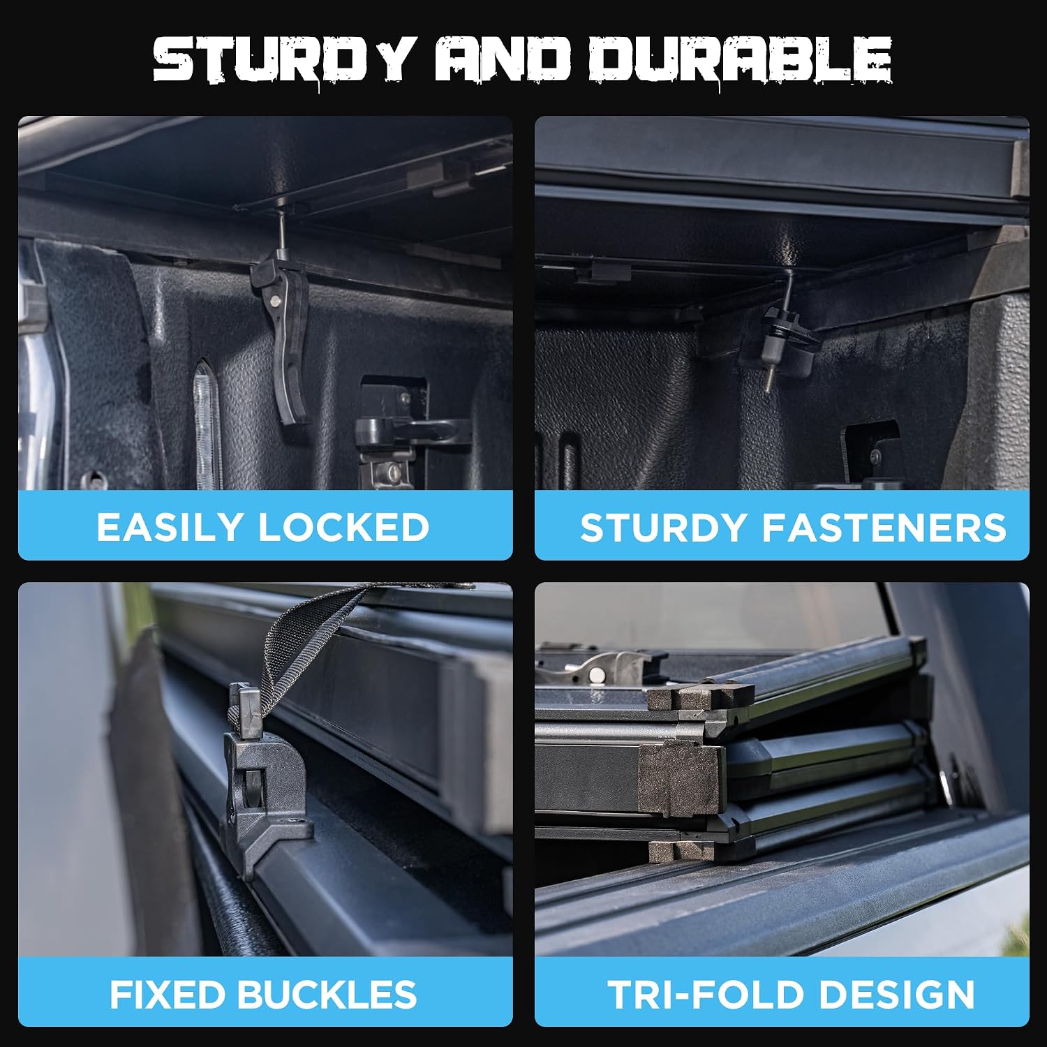 Hard Folding Truck Bed Tonneau Cover Compatible with Chevy Silverado & GMC Sierra