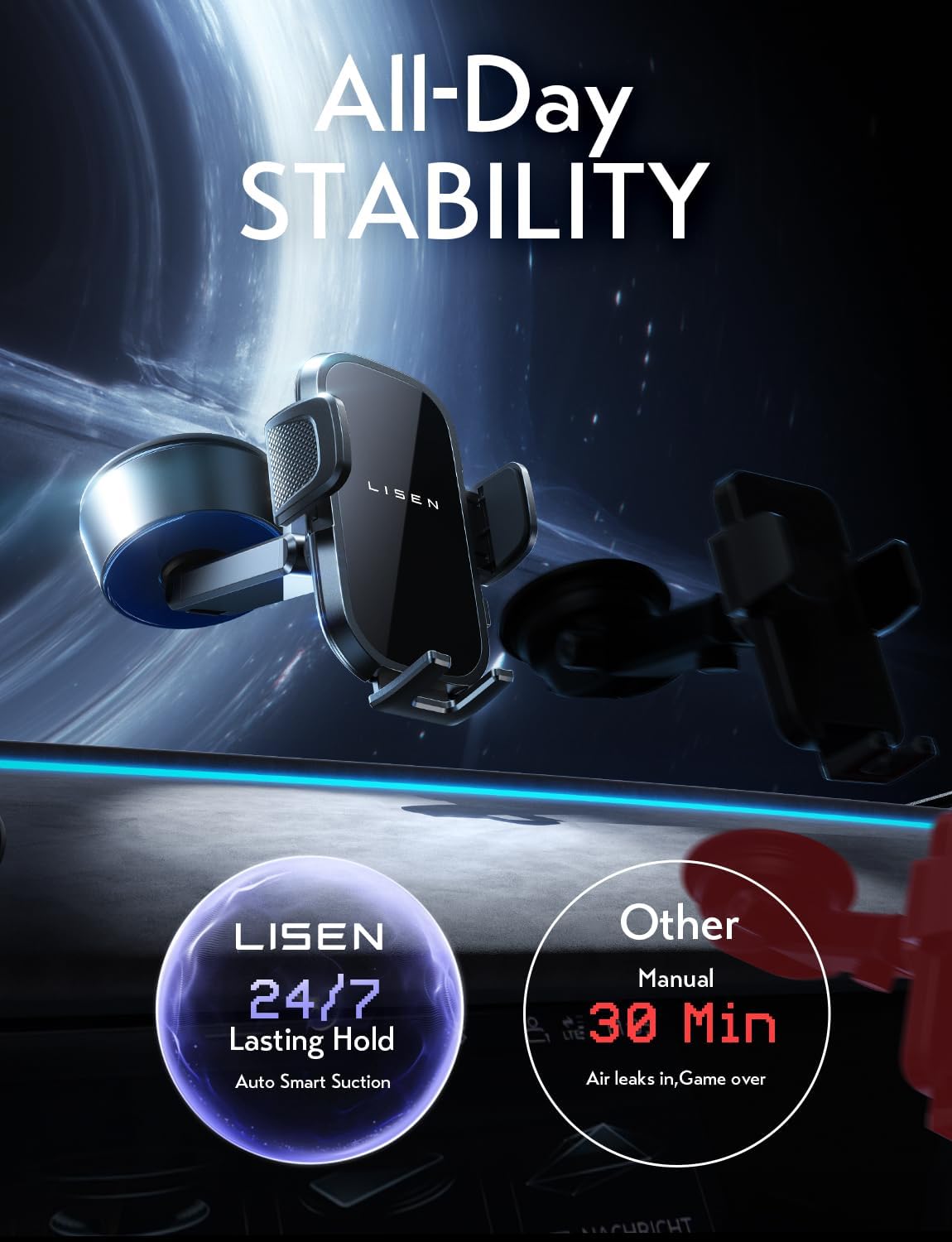 LISEN Electric Retractable Car Phone Mount,