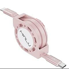 MINLU Retractable USB C to USB C Cable PINK