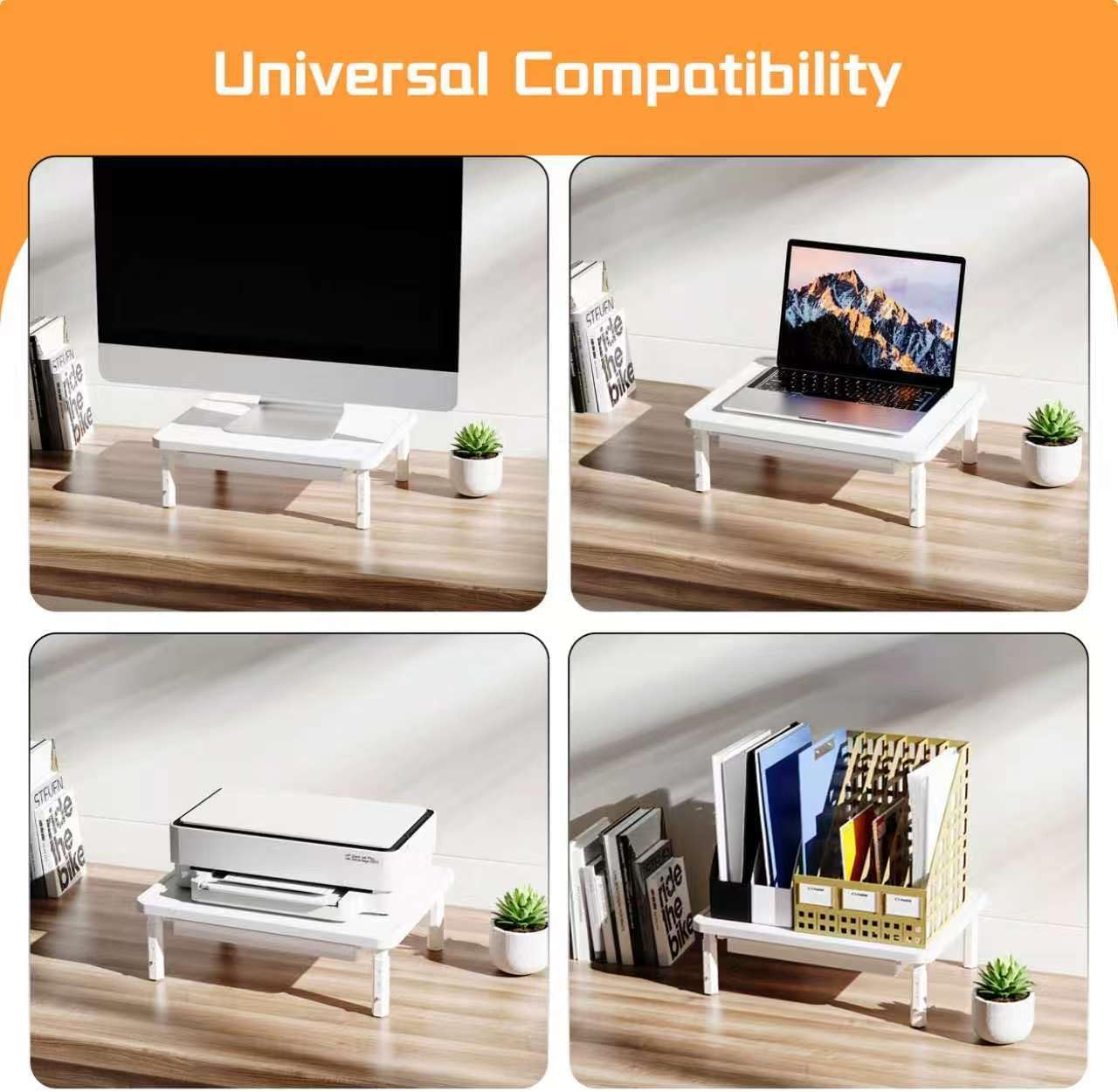 ETHU 3-Height Adjustable Monitor Stand 25kg, White
