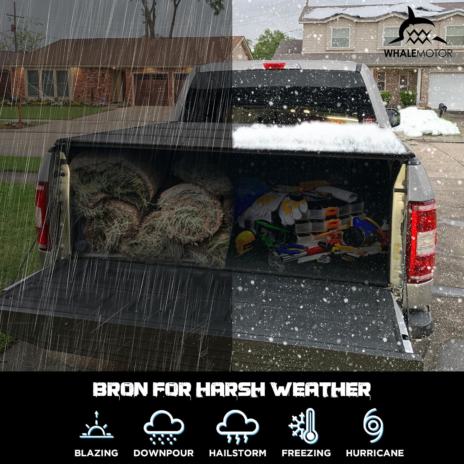 Hard Folding Truck Bed Tonneau Cover Compatible with Chevy Silverado & GMC Sierra