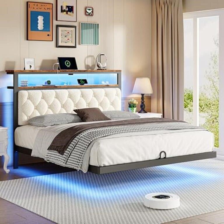 ChicZhiNest Full Size Floating Bed Frame Black, 2.03L x 1.38W x 1.05H