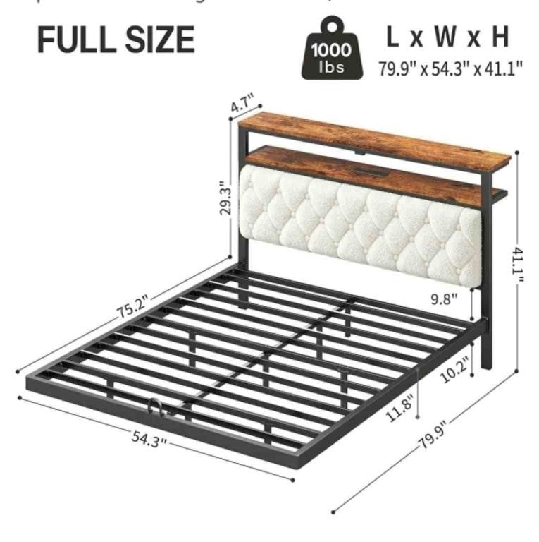 ChicZhiNest Full Size Floating Bed Frame Black, 2.03L x 1.38W x 1.05H