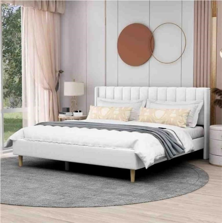 AGARTT Upholstered Platform Bed Frame Queen Size