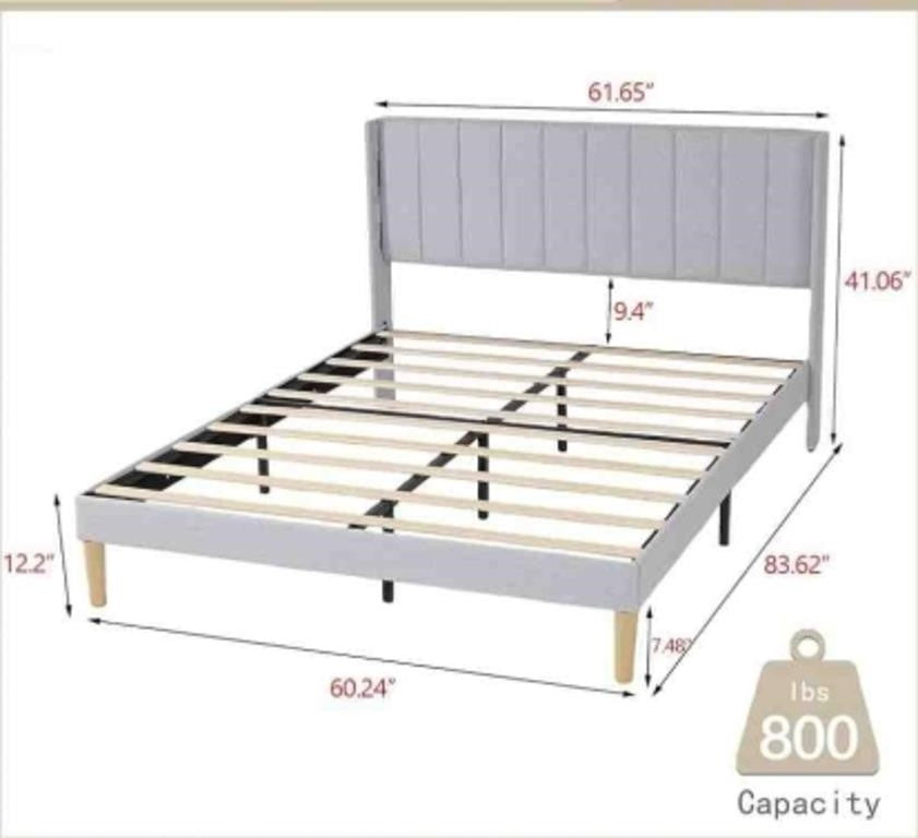 AGARTT Upholstered Platform Bed Frame Queen Size