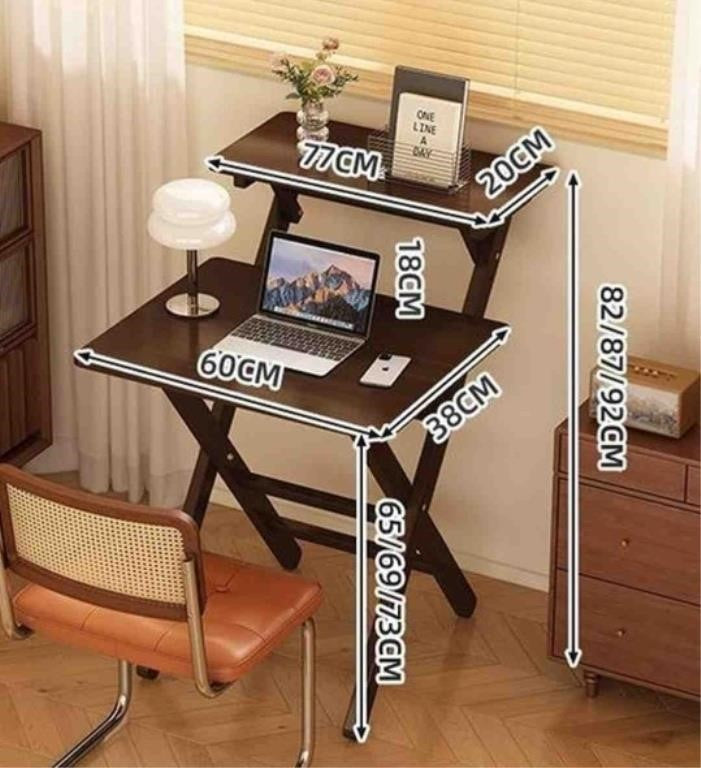 Foldable Bamboo Desk, 3-Height Adjustable, BROWN