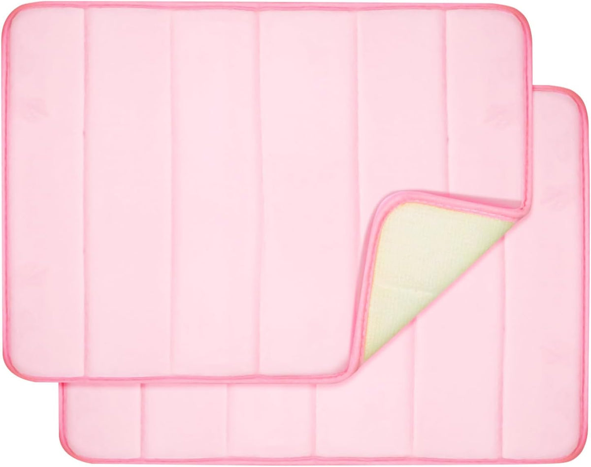 Xerhnan Memory Foam Bath Mat, Size 15.8” x 24” (2, Pink)