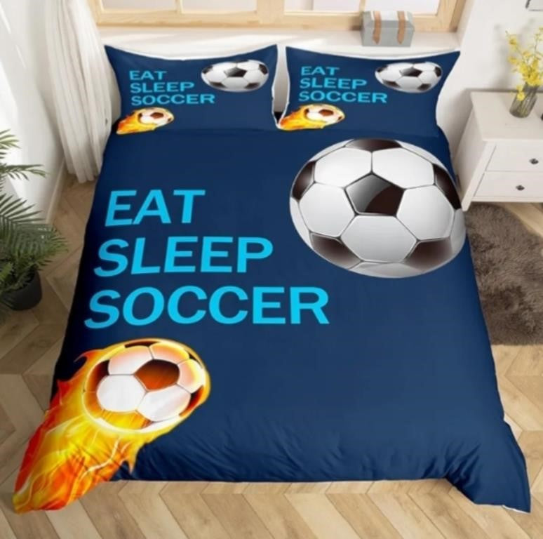 Feelyou Soccer Bedding Set, Queen Size Duvet Cover