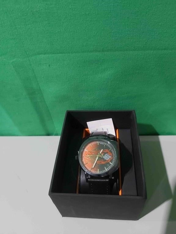 Bulova Harley Davidson Men's Watch, 40mm Orange Dial, Black Leather Strap, #78A123