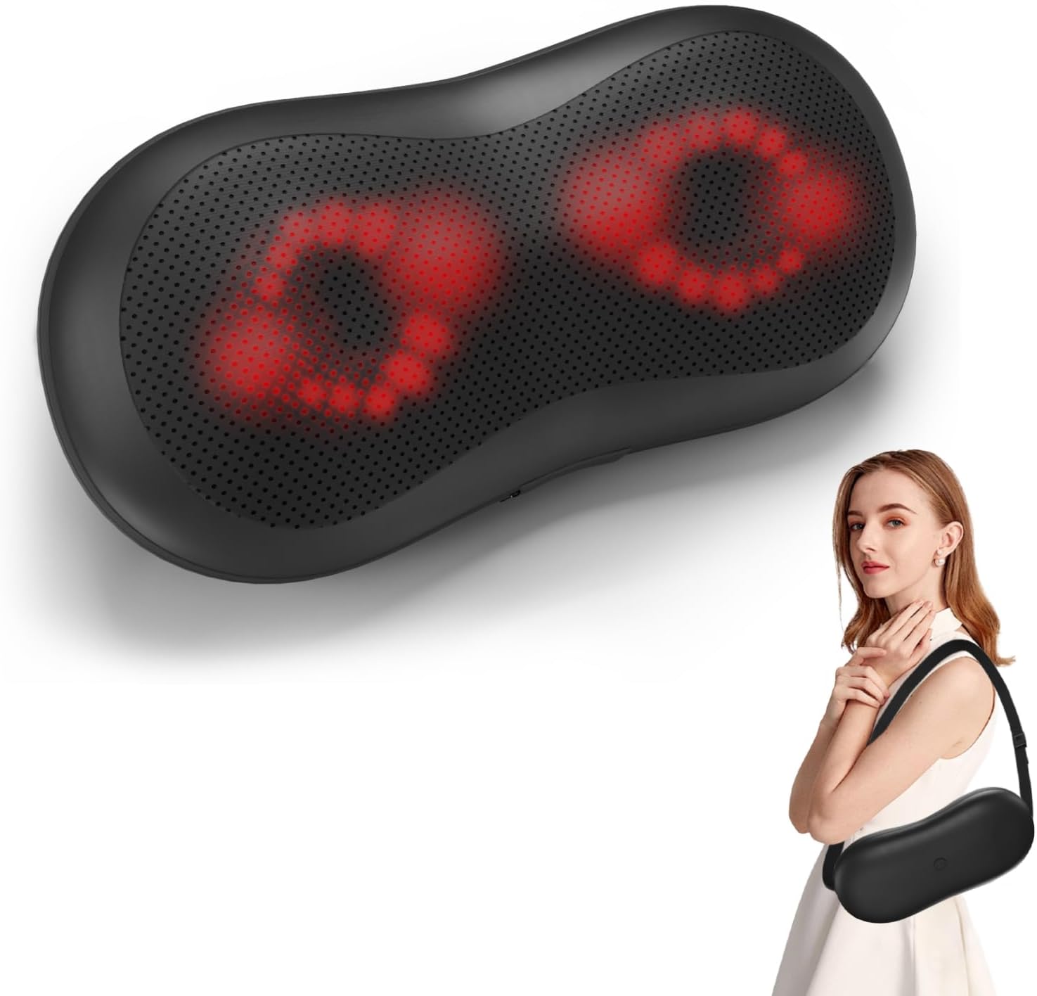 Massagease Corded Back Massage Pillow with Buckle Strap, with Heat (24 Head)