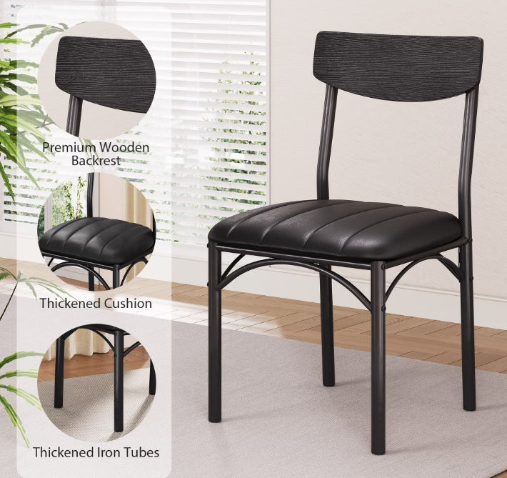 Hijob 18" Dining Chairs Set of 4, BLACK