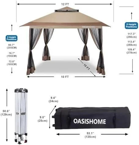OASISHOME Pop-up Gazebo Portable EO44482