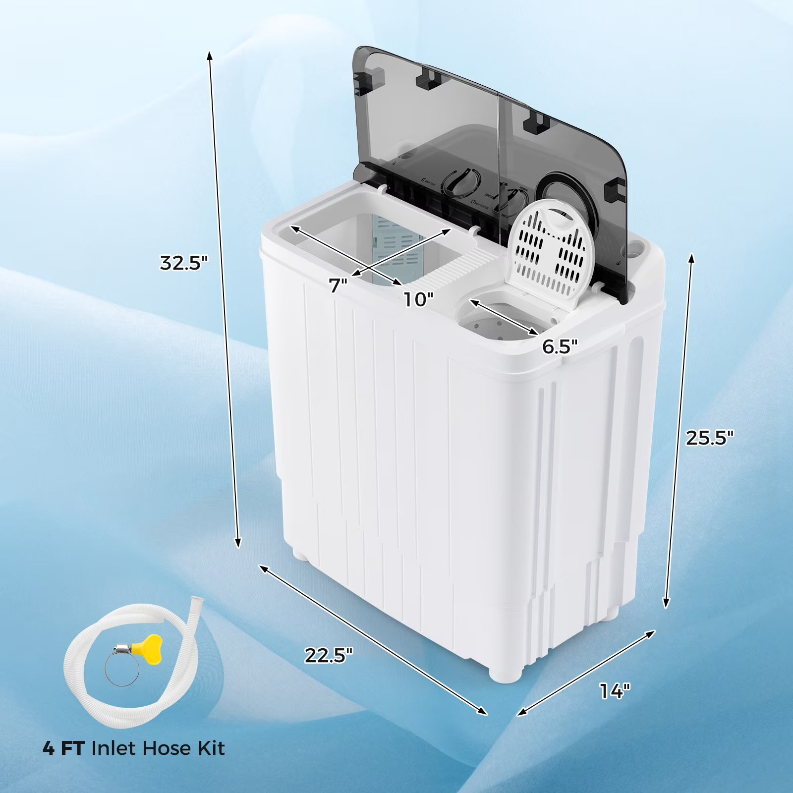 Costway 17.6 lbs Portable Washing Machine, FP11024US-DK, Grey