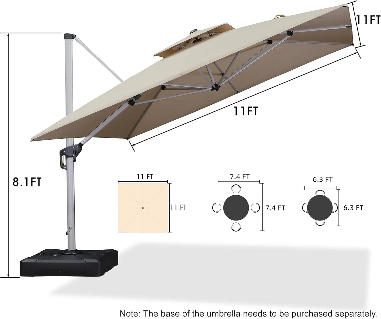 11ft Square Patio Umbrella EN44516