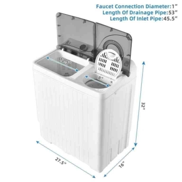 Costway 26 lbs Portable Washing Machine, FP10948US-GR, White/Grey