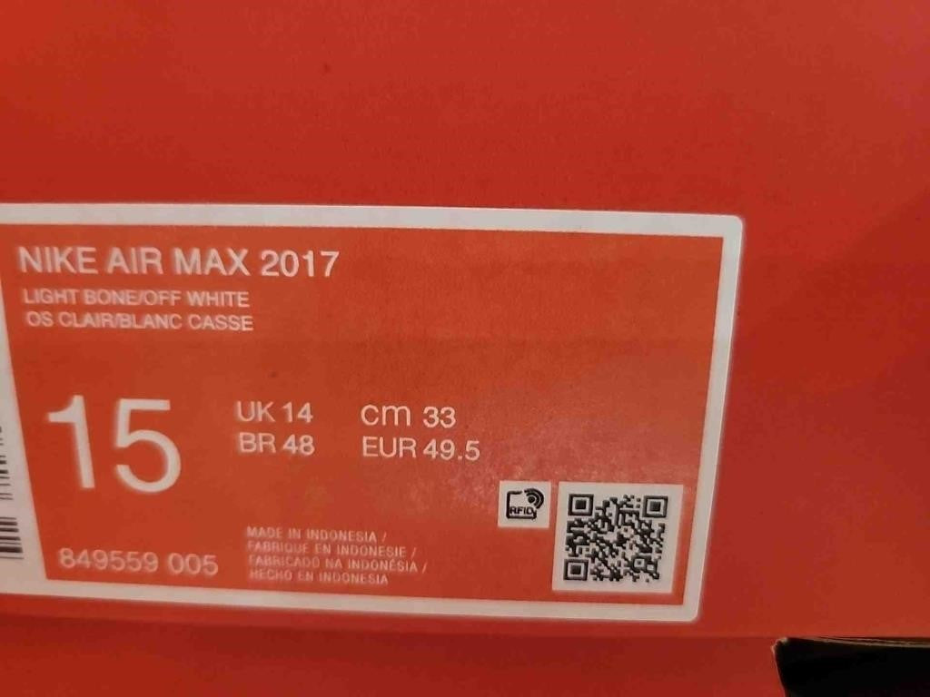 Nike Size 15 Air Max 2017,Color Light Bone/Off White
