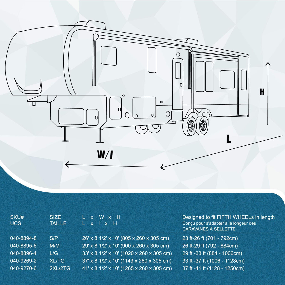 Leopard Rvc Leopard Premium 4-Ply 5th Wheel RV Cover, fits 23-ft to 26-ft RV, Smal