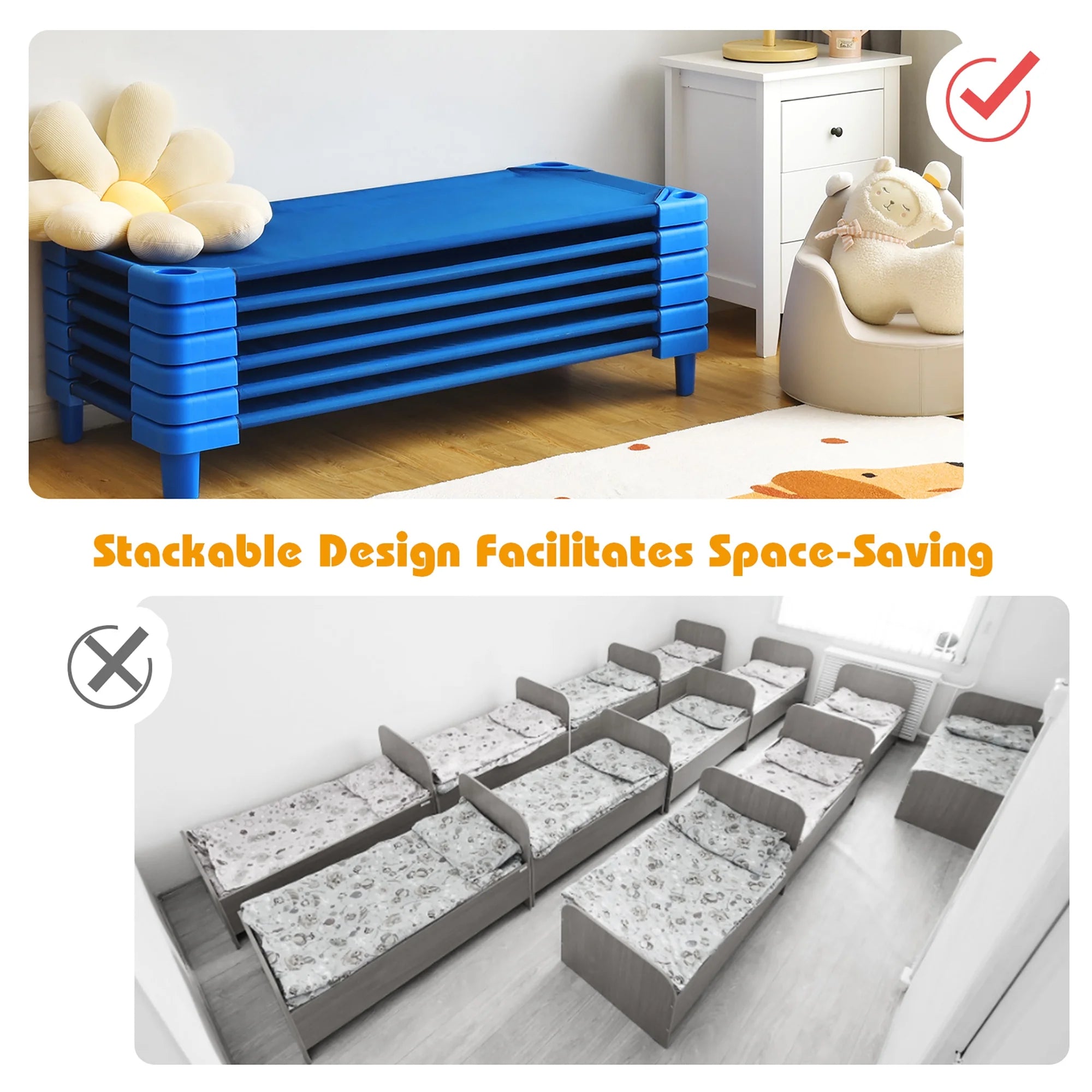 Costway Pack of 6 Kids Stackable Naptime Cot 52'' L x 23''