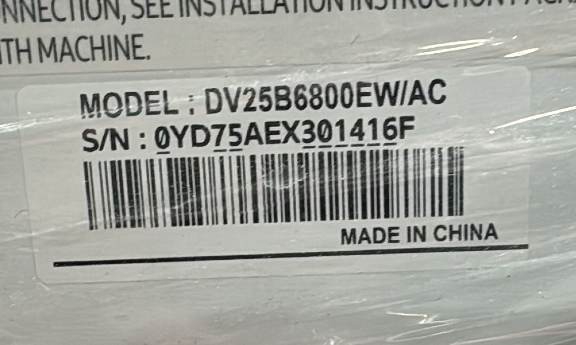 Samsung 4.0 cu. ft Dryer in White DV25B6800EW/AC