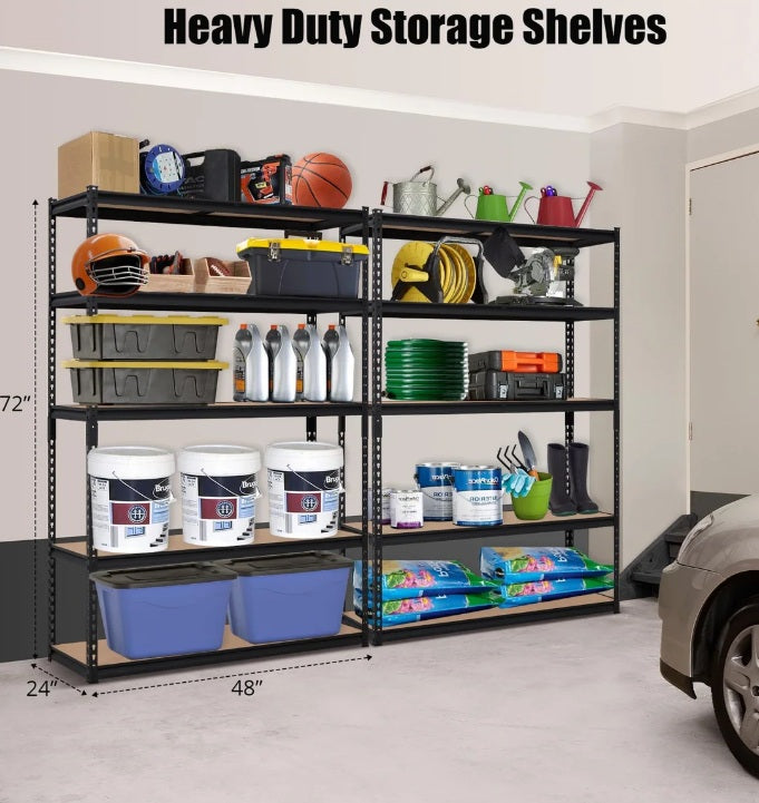 Heavy Duty Storage Shelves 5 Tier, 48x24x72in Adjustable Metal