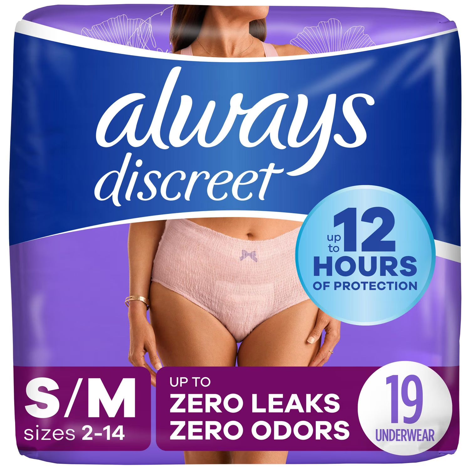 Always Discreet Adult Incontinence Underwear, Women Size S/M