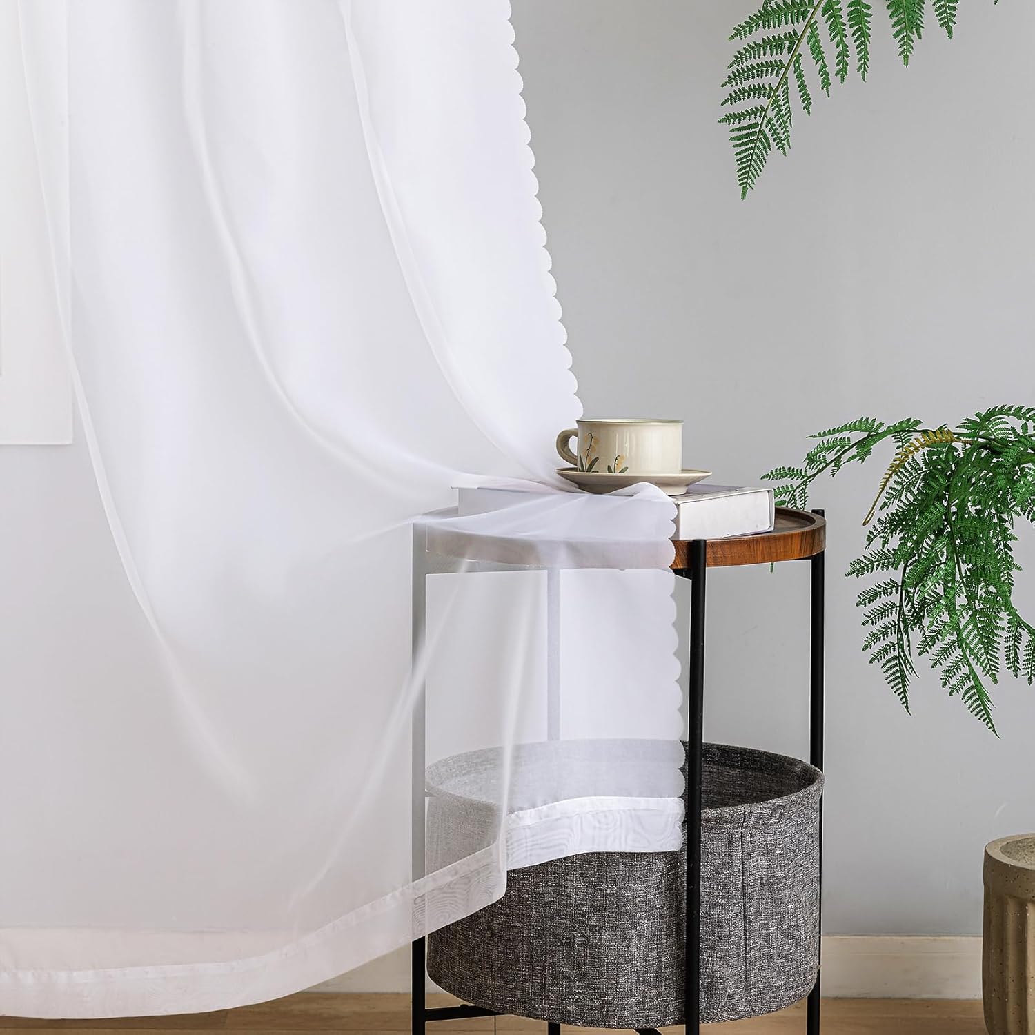 MysticHome Window Curtains White Sheer,  40 W x 90 L