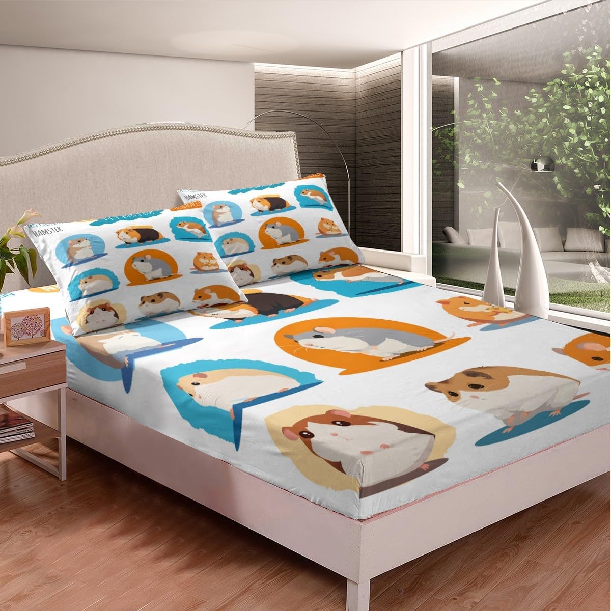 Feelyou Cute Hamster Bedding Set Twin Size, 2 Pcs, Multicolor