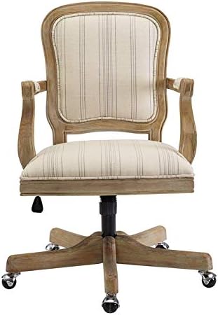 CHAIR Linon Maybell Wood Upholstered Office in Beige Stripe