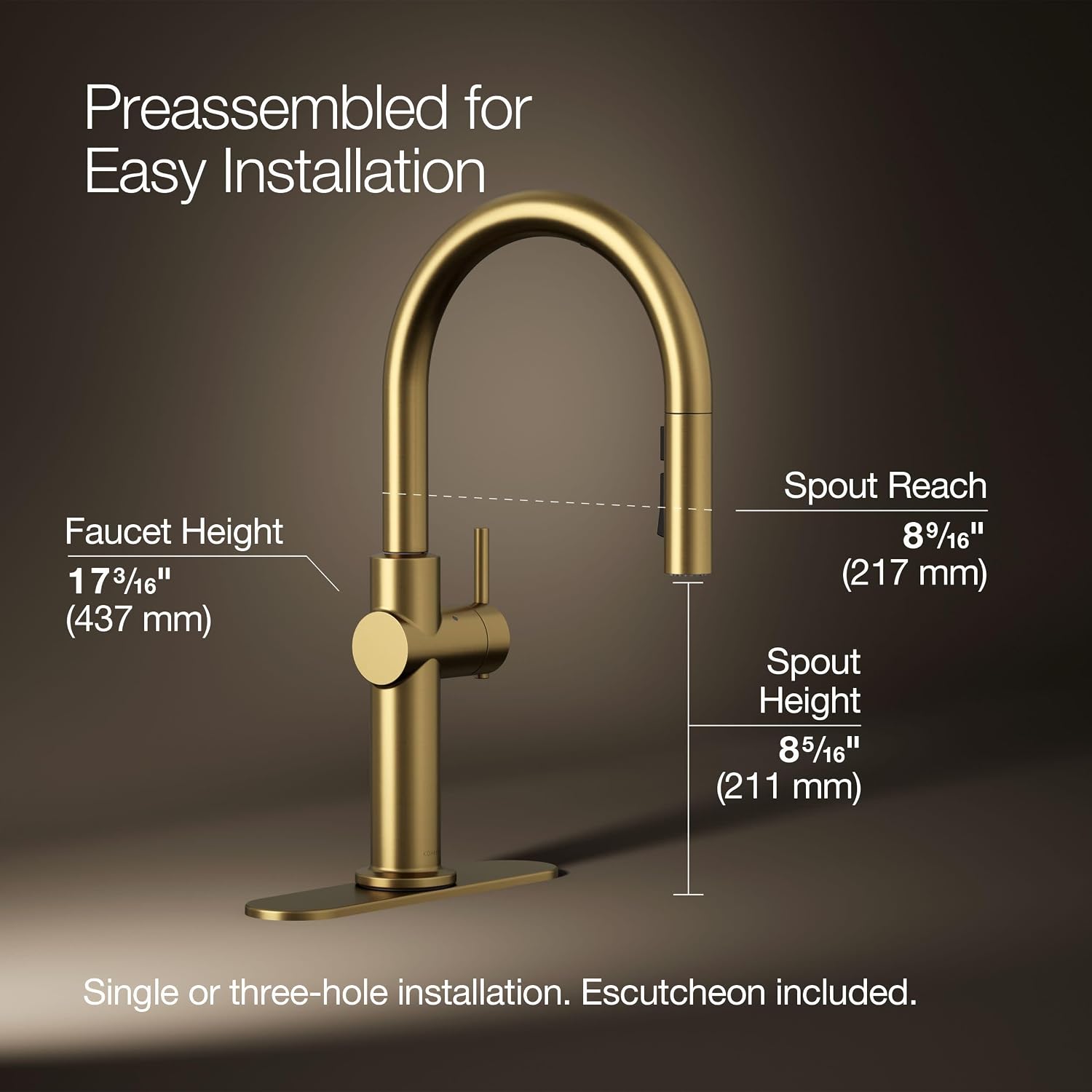 K22974-2MB Crue TOUCHLESS PD Deck FCT VBMBRS Vibrant Brushed Moderne Brass.
