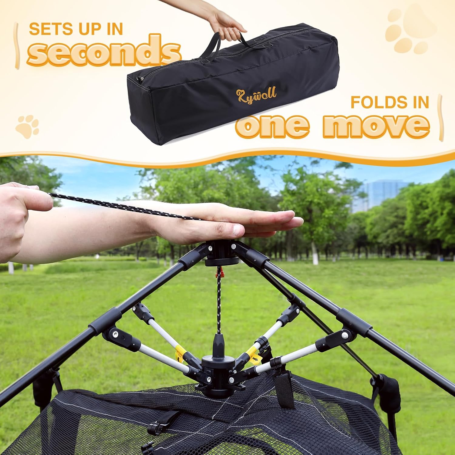 Rywell Extra Large Triple Outdoor Cat Enclosure, Pop Up Cat Tent Outdoor