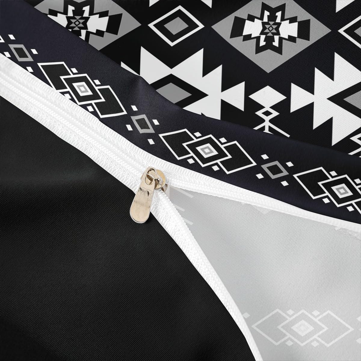 Erosebridal Western Aztec Bedding Set Queen, Vintage Ethnic Rustic Geometric Bed Set, Black White