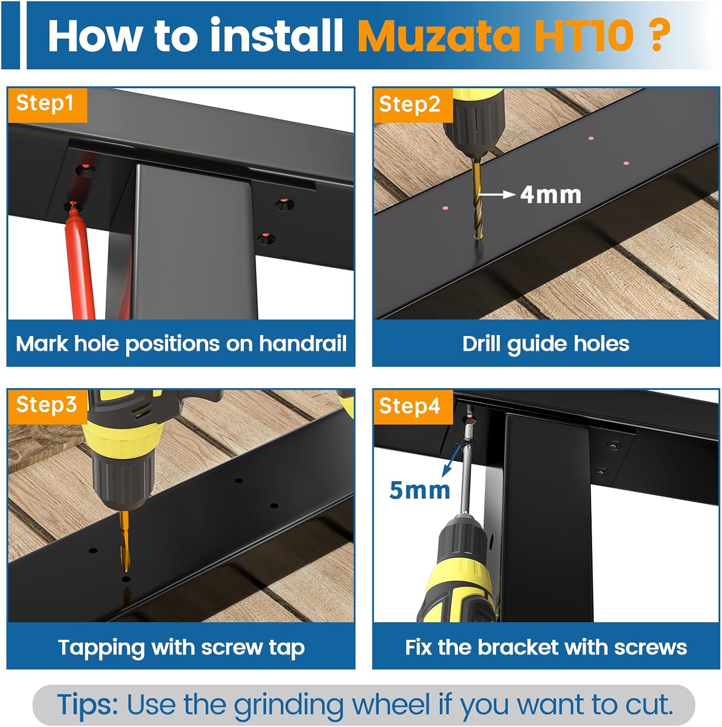 Muzata 6'6" Black Stainless Steel Cable Railing Handrail HT10 BP4