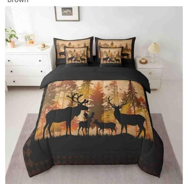 Hunting Deer Full Bed In A Bag 7 Piece